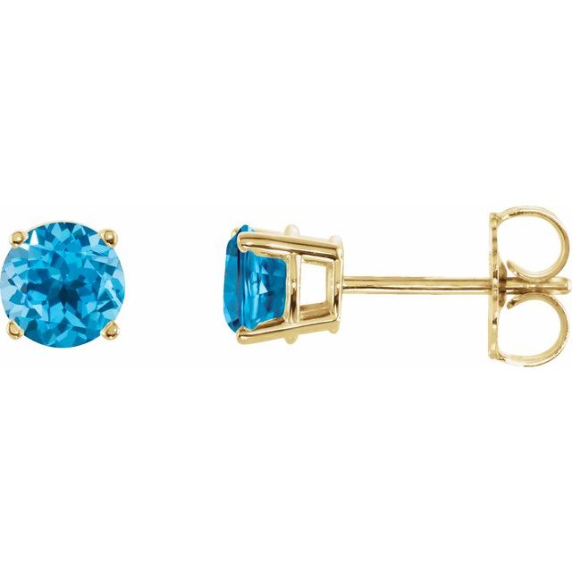 14K Yellow 5 mm Natural Swiss Blue Topaz Stud Earrings