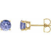 14K Yellow 5 mm Natural Tanzanite Stud Earrings