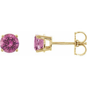 14K Yellow 5 mm Natural Pink Sapphire Stud Earrings