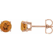 14K Rose 5 mm Natural Citrine Stud Earrings