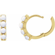 14K Yellow Natural Rainbow Moonstone Cabochon 14.7 mm Huggie Hoop Earring