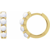 14K Yellow Natural Rainbow Moonstone Cabochon 14.7 mm Huggie Hoop Earring