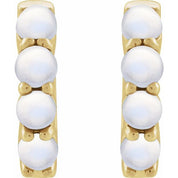 14K Yellow Natural Rainbow Moonstone Cabochon 14.7 mm Huggie Hoop Earring