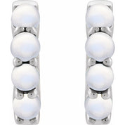 Platinum Natural Rainbow Moonstone Cabochon 14.7 mm Huggie Hoop Earring