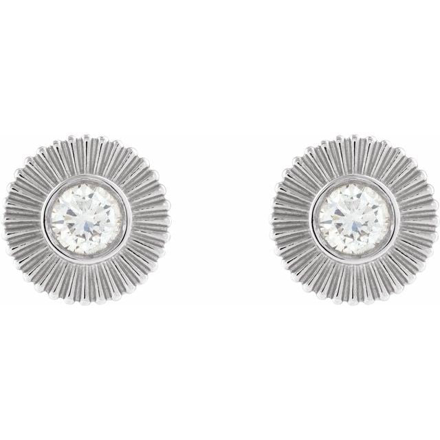 Sterling Silver 1/3 CTW Lab-Grown Diamond Starburst Stud Earrings