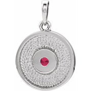 Sterling Silver Natural Ruby Disc Pendant