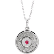 Sterling Silver Lab-Grown Ruby Disc 16-18" Necklace