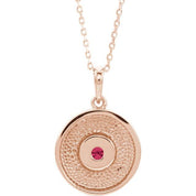 14K Rose Lab-Grown Ruby Disc 16-18" Necklace