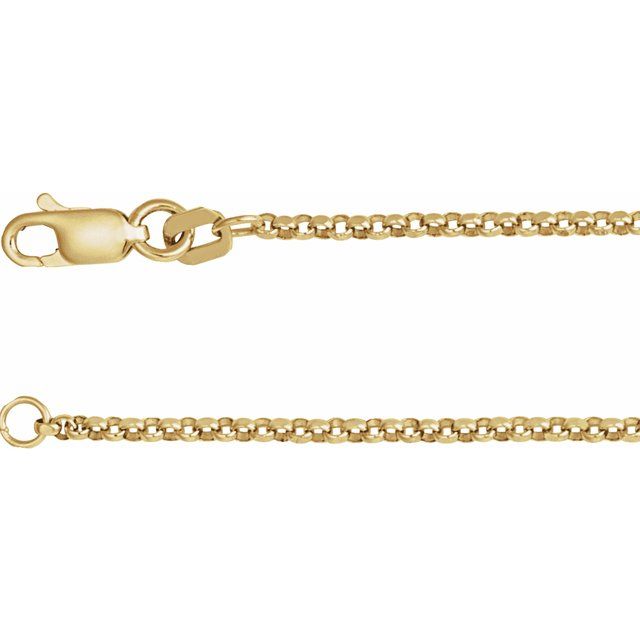 14K Yellow 1.65 mm Rolo Chain Available by the Inch and in Multiple Lengths