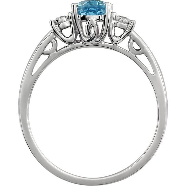 14K White Natural Swiss Blue Topaz & .04 CTW Natural Diamond Ring