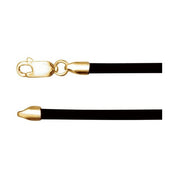 14K Yellow 3 mm Black Rubber 18" Cord Necklace