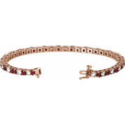 14K Rose Lab-Grown Ruby & 2 3/8 CTW Natural Diamond Line 7" Bracelet