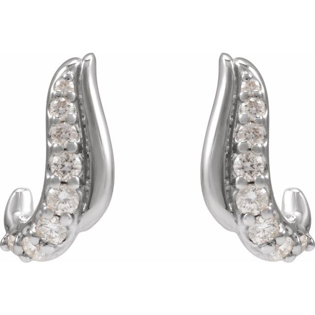Sterling Silver 1/6 Natural Diamond Freeform Earrings