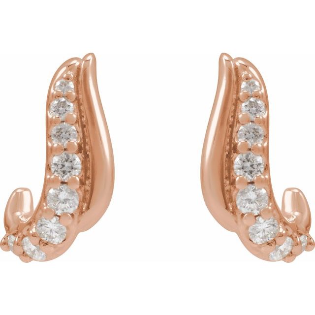 14K Rose 1/6 Natural Diamond Freeform Earrings