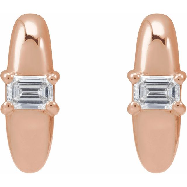 14K Rose 1/3 Lab-Grown Diamond 13.4 mm Huggie Hoop Earrings