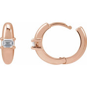 14K Rose 1/3 Natural Diamond 13.4 mm Huggie Hoop Earrings