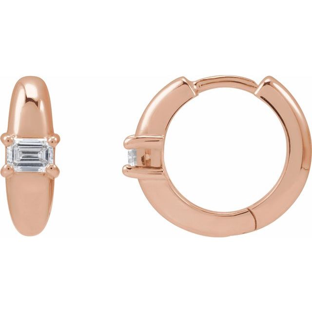 14K Rose 1/3 Lab-Grown Diamond 13.4 mm Huggie Hoop Earrings