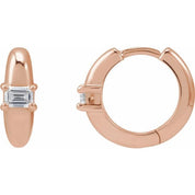 14K Rose 1/3 Natural Diamond 13.4 mm Huggie Hoop Earrings