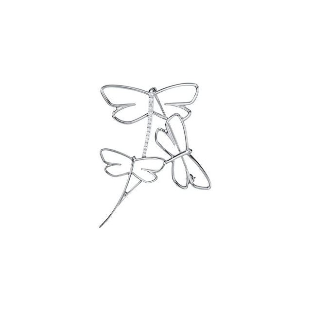 14K White 1/5 CTW Natural Diamond Dragonfly Brooch