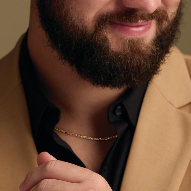 14K Yellow 2.25 mm Curbed Anchor Chain by the Inch