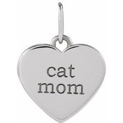 Platinum .02 CTW Natural Diamond Cat Mom Paw Print Heart Pendant