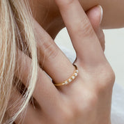 14K Rose Natural White Opal Cabochon Stackable Ring - 72176:107:P