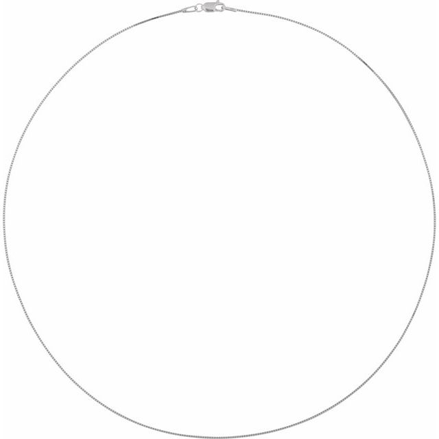 14K White .75 mm Box 24" Chain