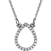 14K White 1/10 CTW Natural Diamond Teardrop 16" Necklace