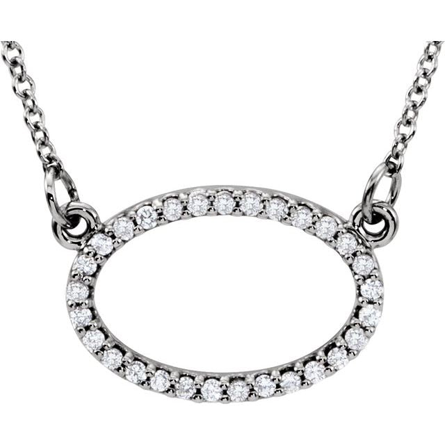 14K White 1/8 CTW Natural Diamond 16" Necklace
