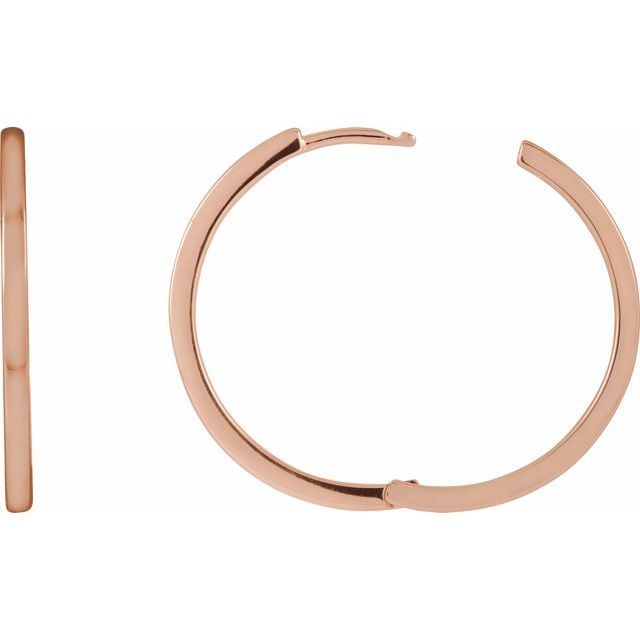 14K Rose Hinged 25 mm Hoop Earrings