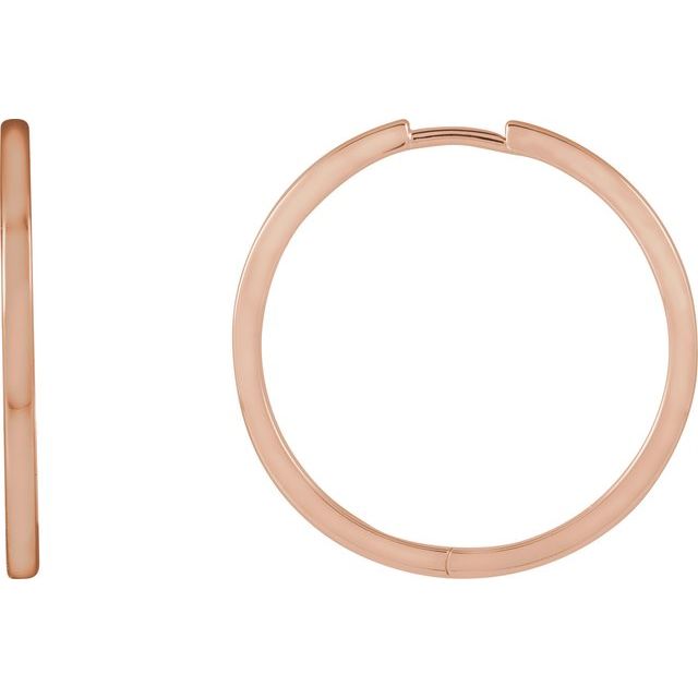 14K Rose Hinged 25 mm Hoop Earrings