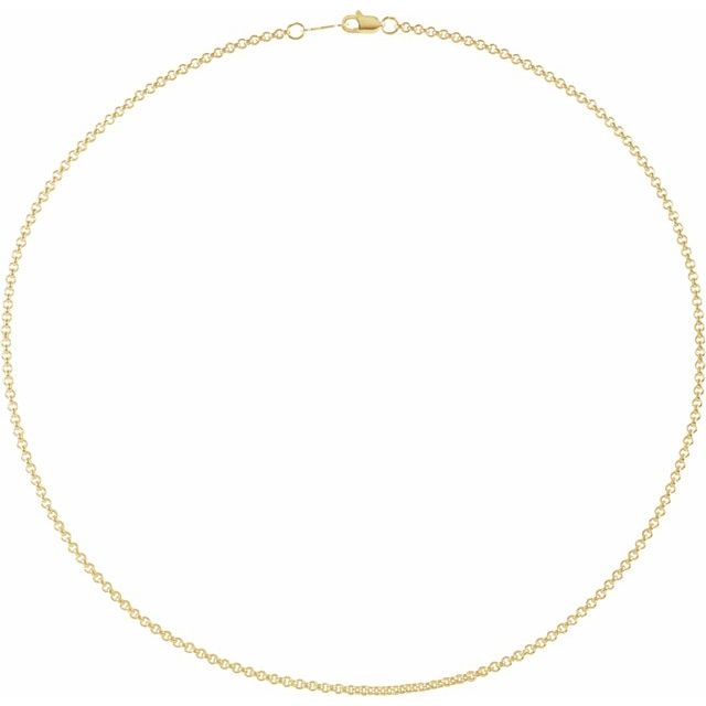 14K Yellow Gold 2 mm Rolo Chain Necklace in Various Lengths