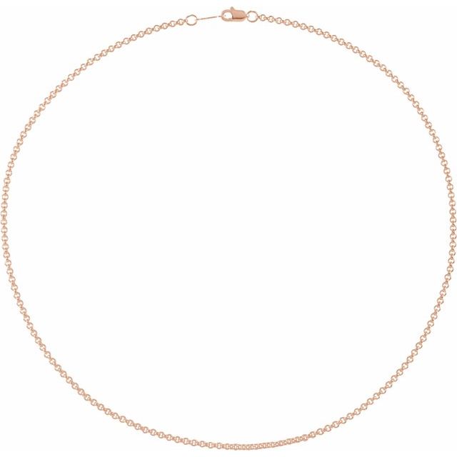 14K Rose Gold 2 mm Rolo Chain Necklace in Multiple Lengths