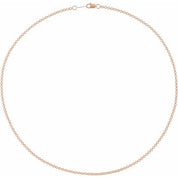 14K Rose Gold 2 mm Rolo Chain Necklace in Multiple Lengths