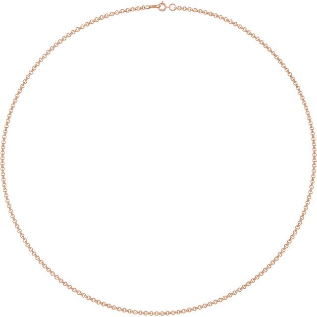 14K Rose Gold 2 mm Rolo Chain Necklace in Multiple Lengths