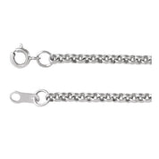 14K White 2 mm Rolo Chain in Metal Available in Various Lengths and by the Inch
