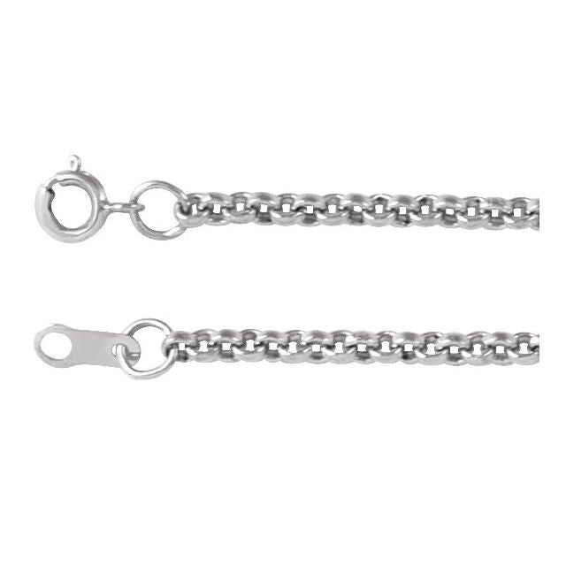 14K White 2 mm Rolo Chain in Metal Available in Various Lengths and by the Inch