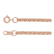 14K Rose Gold 2 mm Rolo Chain Necklace in Multiple Lengths