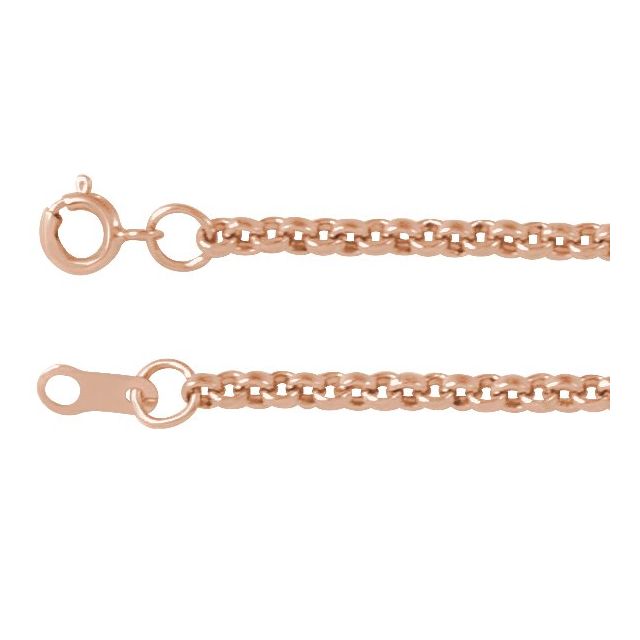 14K Rose Gold 2 mm Rolo Chain Necklace in Multiple Lengths