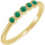 14K Yellow Cabochon Natural Emerald Stackable Ring