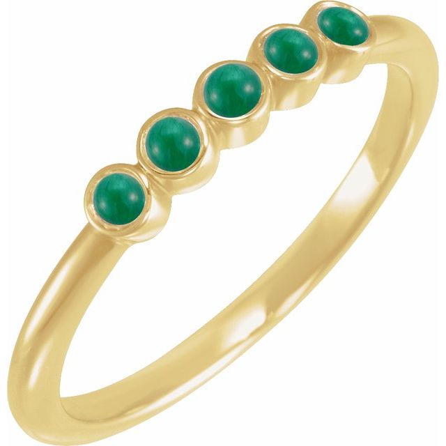 14K Yellow Cabochon Natural Emerald Stackable Ring