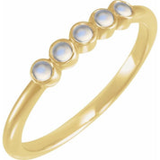 14K Yellow Cabochon Natural Rainbow Moonstone Stackable Ring