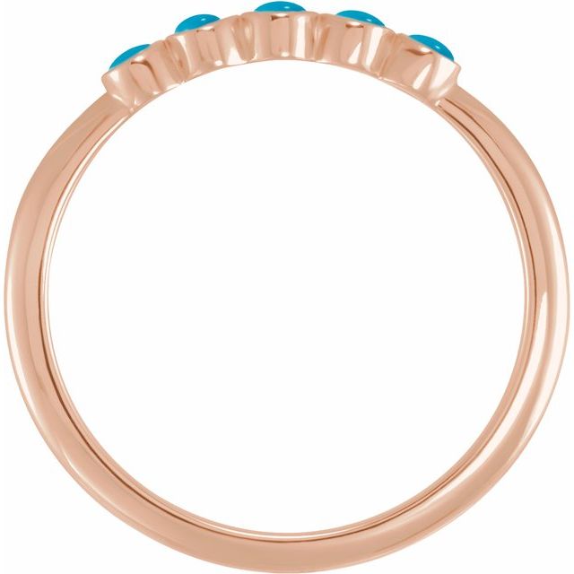 14K Rose Cabochon Natural Turquoise Stackable Ring