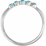 Platinum Natural Turquoise Stackable Ring