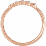 14K Rose Cabochon Natural Rainbow Moonstone Stackable Ring