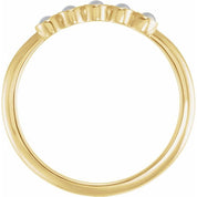 14K Yellow Cabochon Natural Rainbow Moonstone Stackable Ring