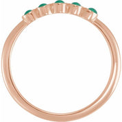 14K Rose Cabochon Natural Emerald Stackable Ring