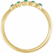 14K Yellow Cabochon Natural Emerald Stackable Ring