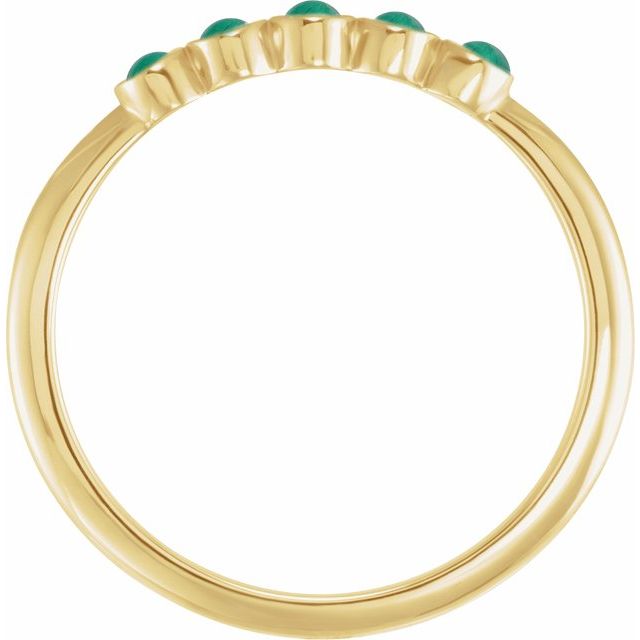 14K Yellow Cabochon Natural Emerald Stackable Ring