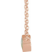 14K Rose Cabochon Natural White Opal Bezel-Set 18" Necklace